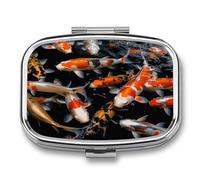 Travel Pill Organizer Cute Japan Fancy Carp Fishes Printing Medicine Small Pill Box Portable Vitamin Holder Organizer for Daily Use & Travel