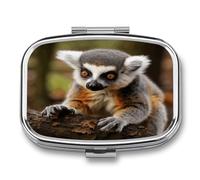 Travel Pill Organizer Cute Monkey Lemur Cute Printing Medicine Small Pill Box Portable Vitamin Holder Organizer for Daily Use & Travel