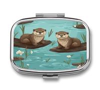 Travel Pill Organizer Cute Otters Printing Medicine Small Pill Box Portable Vitamin Holder Organizer for Daily Use & Travel