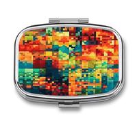 Travel Pill Organizer Cute Pixel Art Pattern Printing Medicine Small Pill Box Portable Vitamin Holder Organizer for Daily Use & Travel