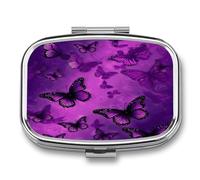Travel Pill Organizer Cute Purple Butterfly Printing Medicine Small Pill Box Portable Vitamin Holder Organizer for Daily Use & Travel