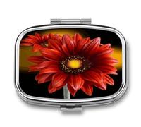 Travel Pill Organizer Cute Red Sunflower Printing Medicine Small Pill Box Portable Vitamin Holder Organizer for Daily Use & Travel