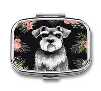 Travel Pill Organizer Cute Schnauzer Printing Medicine Small Pill Box Portable Vitamin Holder Organizer for Daily Use & Travel