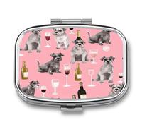 Travel Pill Organizer Cute Schnauzer Printing Medicine Small Pill Box Portable Vitamin Holder Organizer for Daily Use & Travel