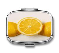 Travel Pill Organizer Cute Summer Lemon Printing Medicine Small Pill Box Portable Vitamin Holder Organizer for Daily Use & Travel