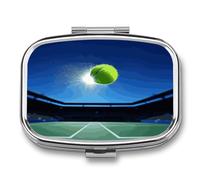 Travel Pill Organizer Cute Tennis Ball in The Air Printing Medicine Small Pill Box Portable Vitamin Holder Organizer for Daily Use & Travel
