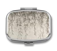 Travel Pill Organizer Cute Willow Branch Drawing Printing Medicine Small Pill Box Portable Vitamin Holder Organizer for Daily Use & Travel