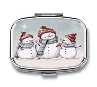 Travel Pill Organizer Cute Winter Snowman Printing Medicine Small Pill Box Portable Vitamin Holder Organizer for Daily Use & Travel