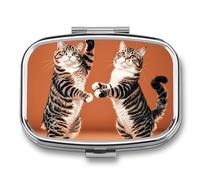 Travel Pill Organizer for Two Cats Daily Vitamin Storage Box Portable Cod Liver Oil Storage Box with 2 Pocket Wallet Compartments