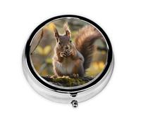 Travel Pill Organizer, Mini Medicine Organizer, 3 Times a Day, Compact & Portable for Travel, Wallet, and Pocket Squirrels in the Forest
