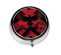 Travel Pill Organizer, Mini Medicine Organizer, 3 Times a Day, Compact & Portable for Travel, Wallet, and Pocket Albania Flag