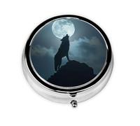 Travel Pill Organizer, Mini Medicine Organizer, 3 Times a Day, Compact & Portable for Travel, Wallet, and Pocket The Wolf on a Full Moon Night