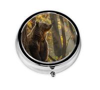 Travel Pill Organizer, Mini Medicine Organizer, 3 Times a Day, Compact & Portable for Travel, Wallet, and Pocket The Brown Bear by the Tree