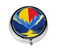 Travel Pill Organizer - Mini Metal Electroplated Round Pill Box, 3 Times a Day Medicine Organizer Andorra Flag