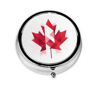 Travel Pill Organizer - Mini Metal Electroplated Round Pill Box, 3 Times a Day Medicine Organizer Canada Flag