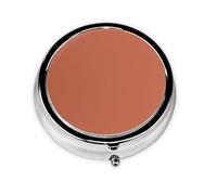 Travel Pill Organizer - Mini Metal Electroplated Round Pill Box, 3 Times a Day Medicine Organizer Copper Red Color