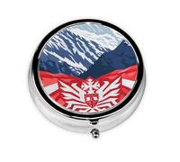 Travel Pill Organizer - Mini Metal Electroplated Round Pill Box, 3 Times a Day Medicine Organizer Flag of Vorarlberg Oblast