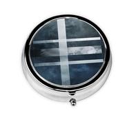 Travel Pill Organizer - Mini Metal Electroplated Round Pill Box, 3 Times a Day Medicine Organizer Flag of Northern Ireland