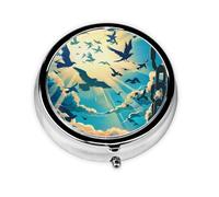 Travel Pill Organizer - Mini Metal Electroplated Round Pill Box, 3 Times a Day Medicine Organizer Freedom Day