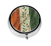 Travel Pill Organizer - Mini Metal Electroplated Round Pill Box, 3 Times a Day Medicine Organizer Ireland Flag
