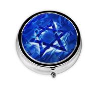 Travel Pill Organizer - Mini Metal Electroplated Round Pill Box, 3 Times a Day Medicine Organizer Israel Flag