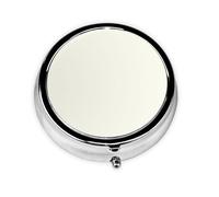 Travel Pill Organizer - Mini Metal Electroplated Round Pill Box, 3 Times a Day Medicine Organizer Ivory Color