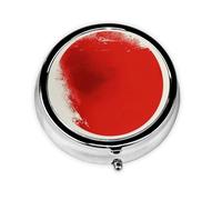 Travel Pill Organizer - Mini Metal Electroplated Round Pill Box, 3 Times a Day Medicine Organizer Japan Flag