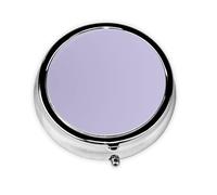 Travel Pill Organizer - Mini Metal Electroplated Round Pill Box, 3 Times a Day Medicine Organizer Light Purple