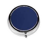 Travel Pill Organizer - Mini Metal Electroplated Round Pill Box, 3 Times a Day Medicine Organizer Midnight Blue