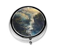 Travel Pill Organizer - Mini Metal Electroplated Round Pill Box, 3 Times a Day Medicine Organizer Rivers Flow Freely