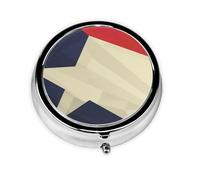 Travel Pill Organizer - Mini Metal Electroplated Round Pill Box, 3 Times a Day Medicine Organizer Texas Flag