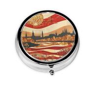 Travel Pill Organizer - Mini Metal Electroplated Round Pill Box, 3 Times a Day Medicine Organizer Vienna State Flag
