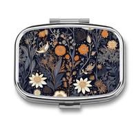 Travel Pill Organizer Portable Pill Box with 2 Compartment Decorated with Stars Pill Case with Mirror Small Pill Holder Daily Pill Container Decorative Vitamin Organizer