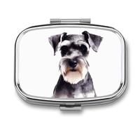Travel Pill Organizer Portable Pill Box with 2 Compartment Well-Behaved Schnauzer Pill Case with Mirror Small Pill Holder Daily Pill Container Decorative Vitamin Organizer