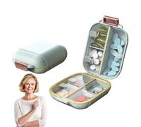 Travel Pill Organizer, Portable Pill Box with 7 Compartments, BPA-Free Plastic Pill Holder, Medicine Dispenser Compact Medicine Pill Case for Vitamins & Supplements (S,Green)