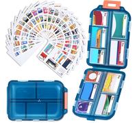 Travel Pill Organizer with 189 Medicine Labels, 10 Compartments Small Pill Case Compact and Portable Travel Pill Box for Airplane Car Purse Nurse Vacation Essentials (Green, 1 Pack)