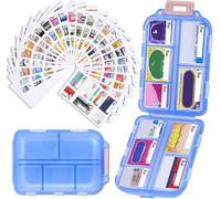 Travel Pill Organizer with 189 Medicine Labels, 10 Compartments Small Pill Case Compact and Portable Travel Pill Box for Airplane Car Purse Nurse Vacation Essentials (Blue, 1 Pack)