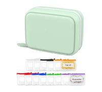 Travel Pill Pouch - 5.9x4.3x2.3 Inch Waterproof 14 Compartment Reusable Zippered Binder, Fabric PVC Case | Weekly Tablet Sorter For Elderly Kids Home Office Morning Afternoon Night Supplement Storage.