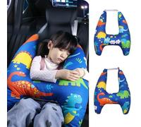 Travel Pillow Car Pillow for Kids 6 Years Old+ Kid Car Sleeping for The Back Seat of Car Seat Belt Adjuster Neck Shoulder Support on Road Trips Cartoon Anime Gift Ideas(Dinosaur)