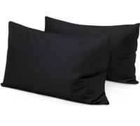Travel Pillow Case 12x16 Size Egyptian Cotton Set of 2 Zipper Closure Toddler Pillowcase 600 Thread Count 100% Egyptian Cotton Pack of 2, Travel Pillow Cover 12 x 16, Black Solid