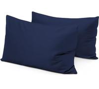 Travel Pillow Case Cover 14x20 Size Set of 2 Zipper Closure Toddler Pillowcase 600 Thread Count 100% Soft Egyptian Cotton Travel Pillow Covers 14 x 20 , Navy Blue Solid