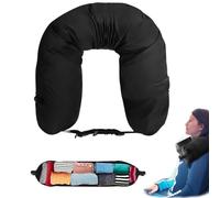 Travel Pillow Cover, Nylon Stuffable Neck Pillow Case 15x15x3cm with Adjustable Strap and Water-Resistant Design for Portable Storage