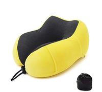 Travel Pillow for Airplane, Train or Car -U-Shaped Pillow Memory Foam Magnetic Cloth Travel Pillow Slow Rebound Multifunctional Neck Pillow Aircraft Neck Pillow-Yellow