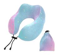 Travel Pillow for Neck Head, Unicorn Rainbow Sparkling Glitter Memory Foam Padding Sleeping Airplane Trains Cars Camping Office
