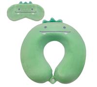 Travel Pillow Kids Travel Pillow With Sleep Eye Mask Cute Neck Pillow for Travel Kids Memory Foam Neck Support Pillow Travel Pillows for Sleeping Rest On Airplane Lightweight Travel Headrest (Green)