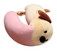 Travel Pillow Plush, Cute Dog Neck Pillows Support Kids U Shaped Sleeping Cushion Plushie Toy for Travel Road Trip Car(Khaki)