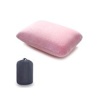 Travel Pillow Small Camping Pillow Memory Foam Bed Neck Soft Pillow Lightweight Easy to Carry Portable Home Pillow Removable Pillow Cover with Travel Storage Bag (Pink)