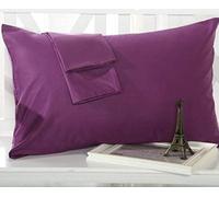 Travel Pillowcase 12x16 500 Thread Count Egyptian Cotton Set of 2 Toddler Pillowcase Zipper Closer 100% Egyptian Cotton (Toddler Travel 12x16 Zipper, Plum Solid)