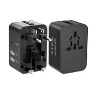 Travel Plug Adapter with 2 USB A+1 USB C,Universal All in One Worldwide Travel Adapter,Power Converters Wall Charger,AC Power Plug Adapter,International Power Adapter for USA EU UK AUS Black