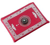 Travel Pocket Prayer Mat with Compass, Pocket Sized Carry Bag and Attached Compass Praying Rug Portable Waterproof Material Easy Carry Pocket Praying Mat - Islamic Qibla Compass - 60x 100 cm (Red)